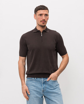 Doriani Cashmere Brown polo with silk 18243299299