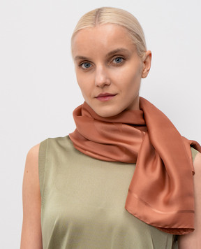 Saint Laurent Terracotta silk scarf with Cassandre pattern 8599153Y039