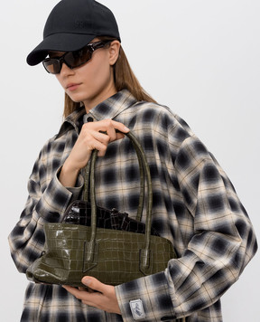 The Attico La Passeggiata Khaki Crocodile Embossed Leather Tote Bag 260WAH00058LBT155PR