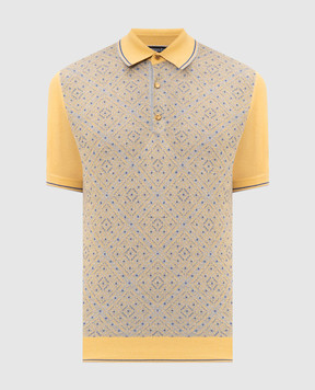 Stefano Ricci Yellow polo shirt with patterned silk K616461P13F26223