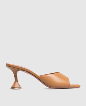 Amina Muaddi Lupita brown leather mules 16S365935LUP