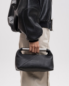 Maison Margiela MM6 Black leather bag with logo engraving SB6WD0046P9068