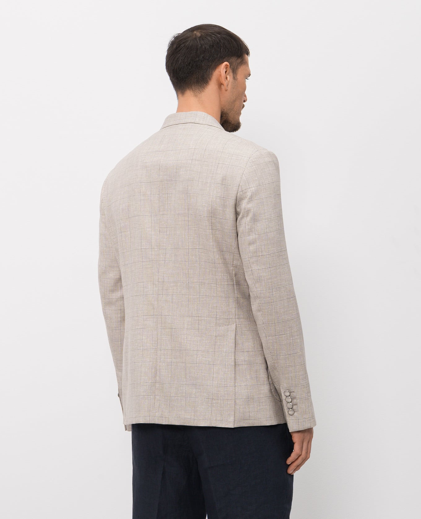 

Beige wool jacket in Windsor check Peserico