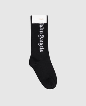 Palm Angels Children's black socks with logo PBRA005C99KNI004