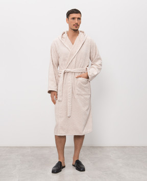 Missoni Home Beige terry bathrobe Chalk with branded pattern 1D3AC99718