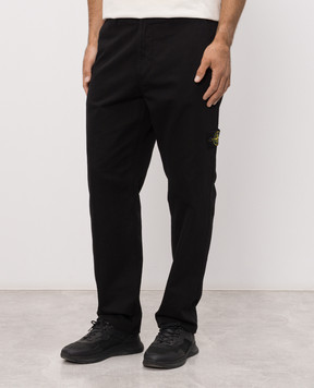Stone Island Black pants with logo patch L2S153100001S0404