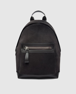 Tom Ford Gray suede backpack H0397LCL323S