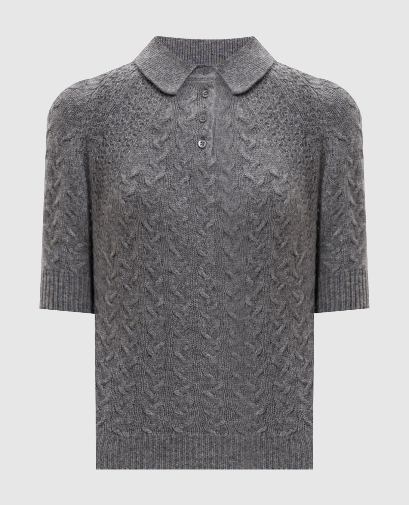 Gray cashmere polo shirt