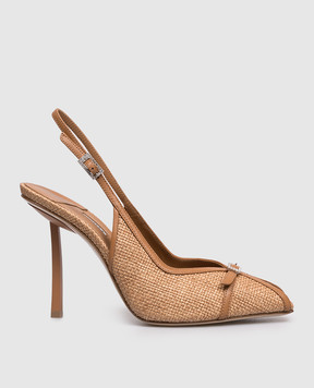 Le Silla Vittoria brown raffia slingbacks 3464D090BXPPNEM