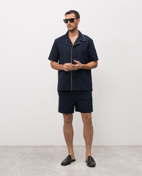 Balmain Blue shirt with branded pattern GH1HN138CG50