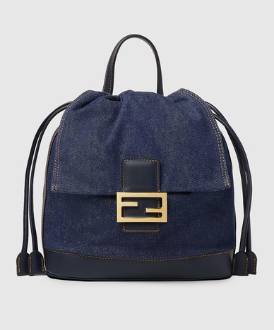 Blue denim backpack