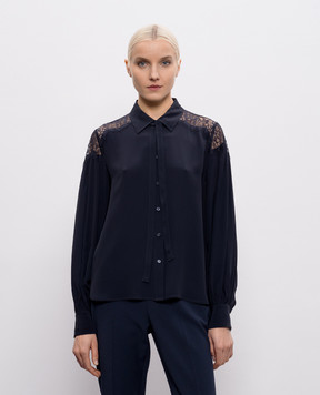 Twinset Blue blouse with lace 261TP2591