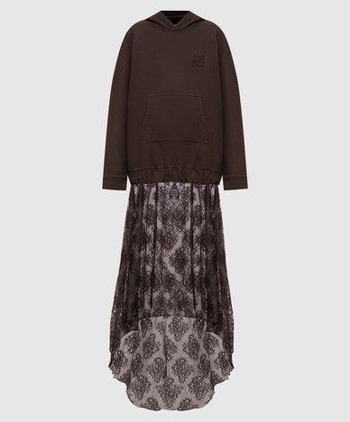 Brown dress-sleeve with lace
