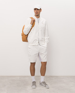 Brunello Cucinelli White sports jacket with logo print MB4229084T