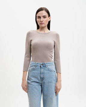 Solotre Beige ribbed top M3AB0039