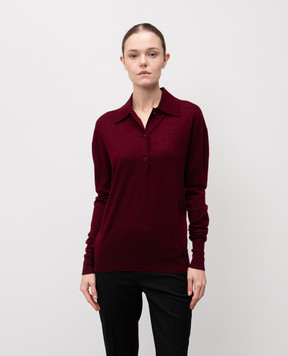 Jacob Lee Burgundy cashmere polo shirt WCP2036AW25NR