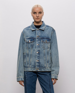 Vetements Blue denim jacket with a distressed effect MH27DJ071LB