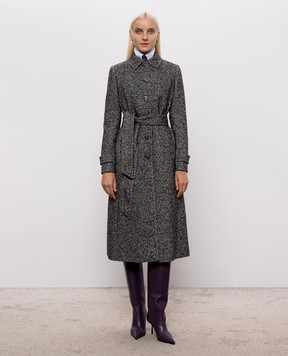 Dolce&Gabbana Gray coat with patterned wool F0W7TTFCZAE