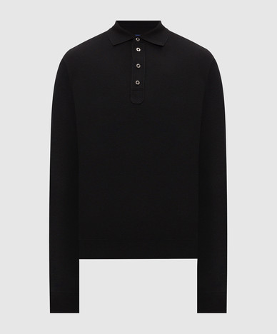 Black cashmere polo shirt