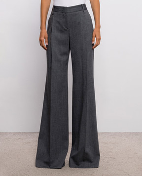 Ermanno Scervino Gray flared pants with patterned wool D496P301YAX