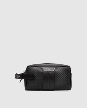 Serapian Black leather toiletry bag with logo SRSTSMML739524ACG2