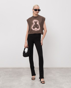 Palm Angels Brown Spray Bear Top PWAC022S26JER001