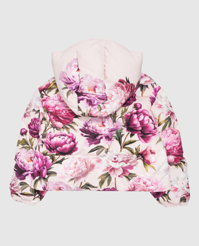 Dolce&Gabbana Children's pink down jacket with floral print L5JBN8G7QZT812+