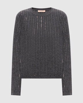 Twinset Gray sweater with crystals 262TT3150