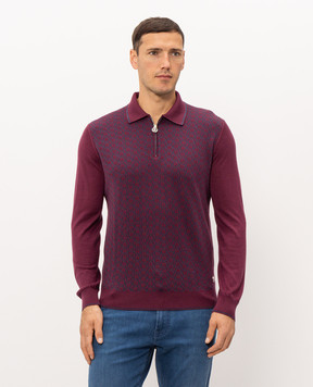 Stefano Ricci Burgundy cashmere and silk polo shirt K808121P30F26486