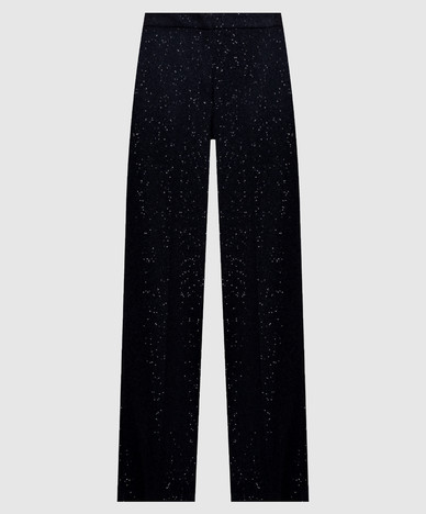 Pantaloni di lana blu con paillettes