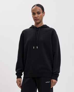 Off-White Black hoodie with textured Flock Paisley print 2FE00337T