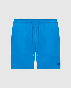 Vilebrequin Blue swim shorts with Bubble Turtles embroidery MOOED111
