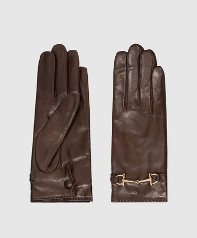 Brown leather gloves