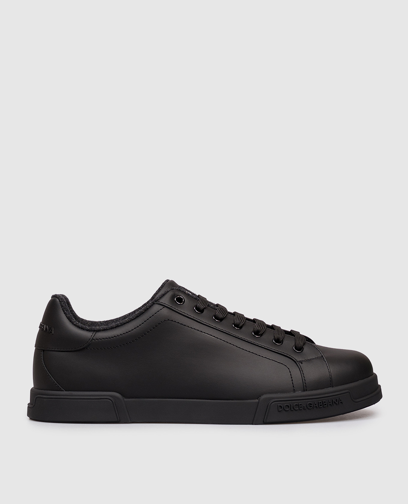

Black leather Portofino sneakers with logo Dolce&Gabbana