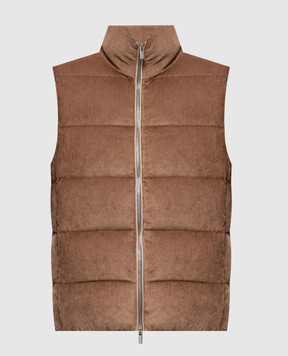 Peserico Brown corduroy down vest A0347502246
