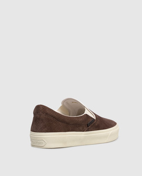Tom Ford Jude brown suede slip-ons with perforations J1368ICL124N