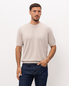 Stefano Ricci Beige wool, cashmere and silk T-shirt W505506G10W25150