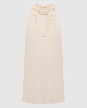Valentino Beige silk dress with fringe 9B3AEC551MM