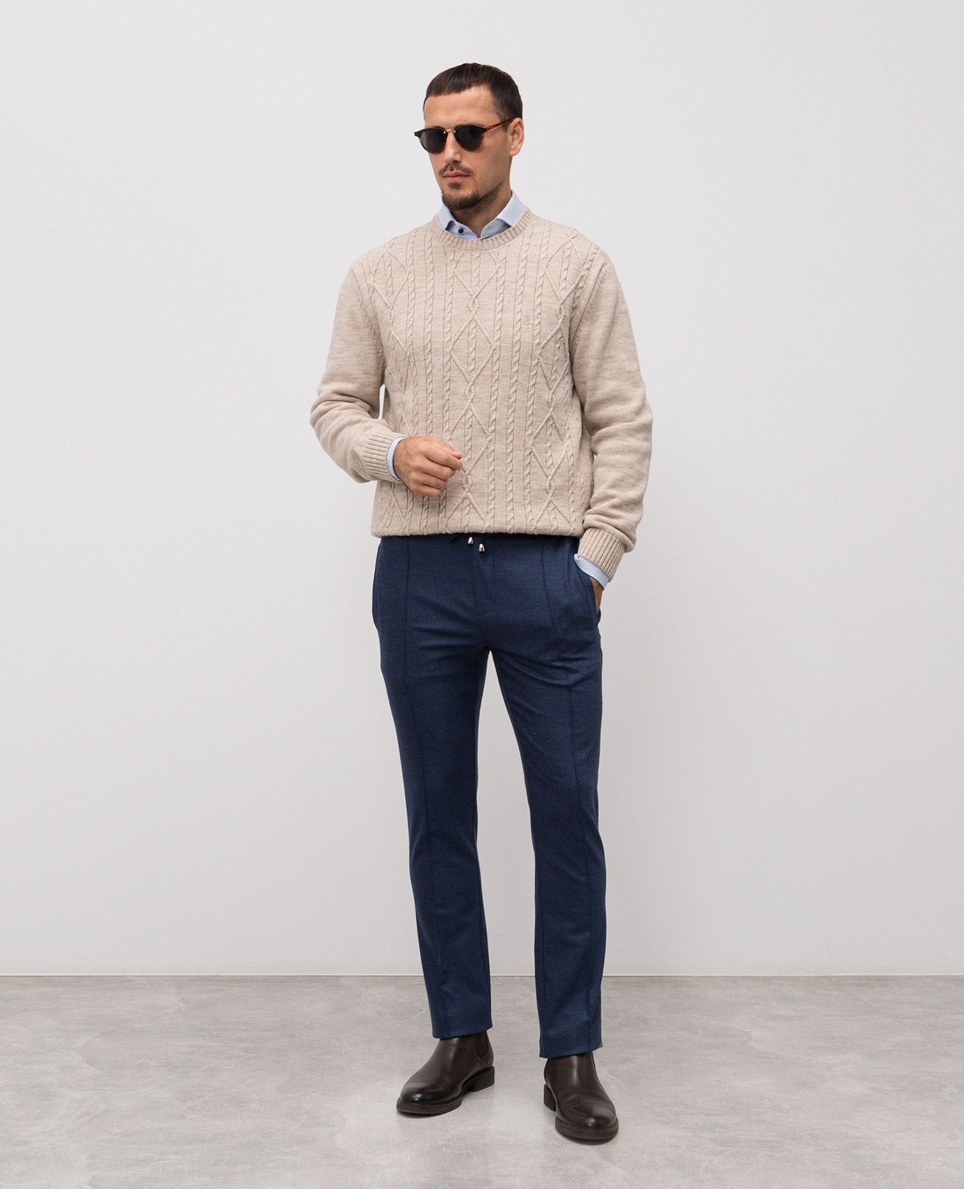 

Blue tapered wool and cashmere pants Doriani Cashmere