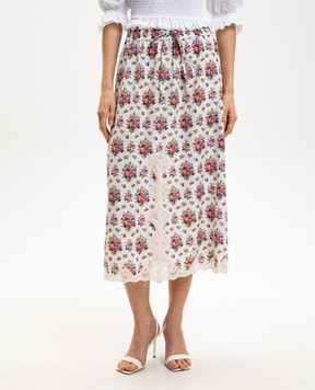 Dolce&Gabbana White silk skirt with lace print F4DBCTIS10G