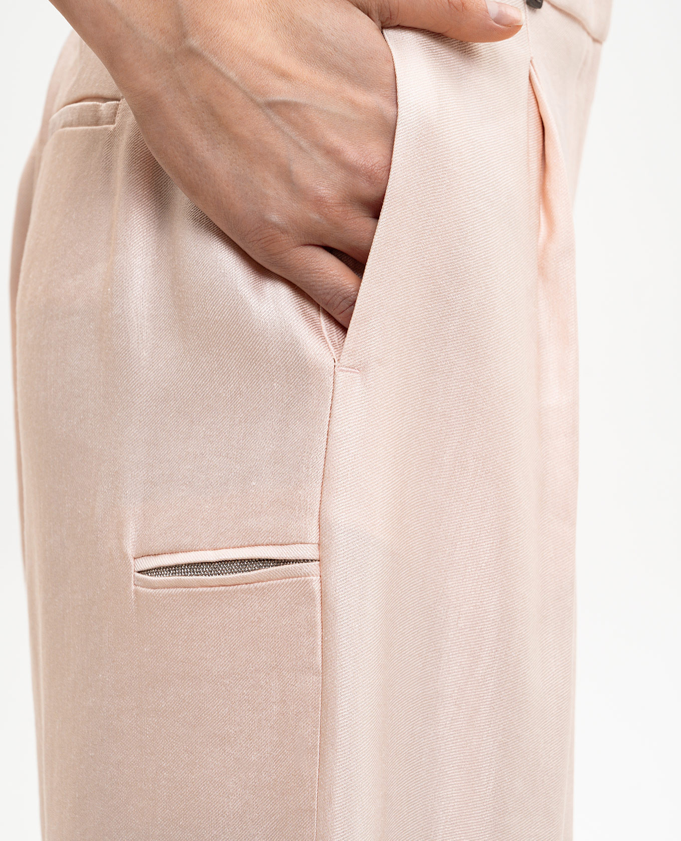 

Pink linen pants with branded patch Peserico