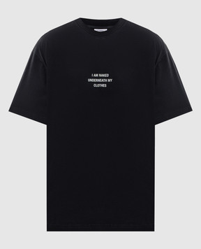 Vetements Black T-shirt with a print of the inscription MH27TR171Bw