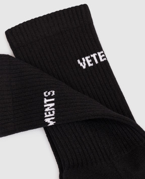 Vetements Black socks with logo pattern UH27S0300B