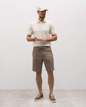 Brett Johnson Brown shorts made of wool, silk and linen in a pattern SS26P18LP326MOC
