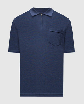 Stefano Ricci Blue silk polo with emblem K919068P31T26101