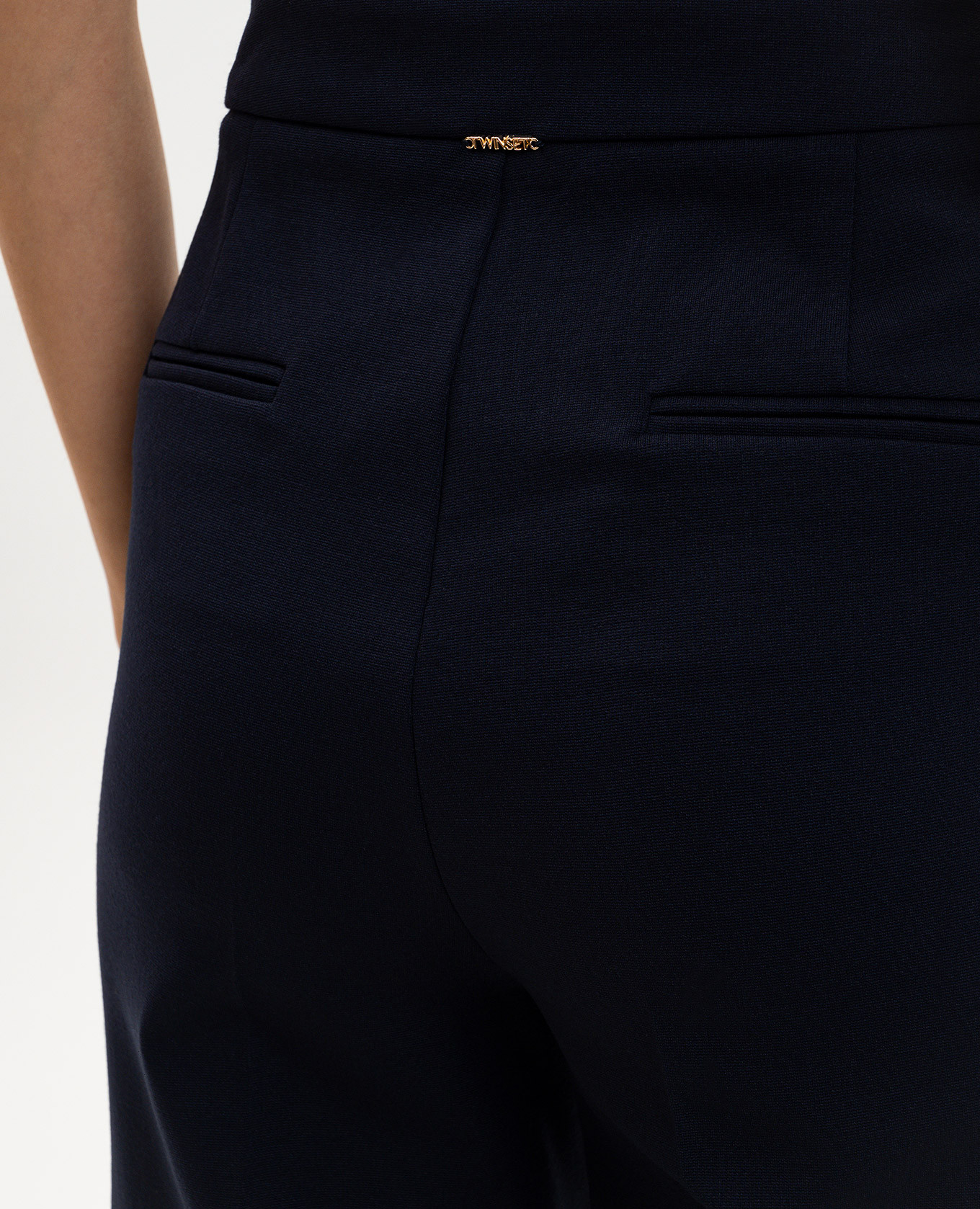 Blue flared pants with logo Twinset 5