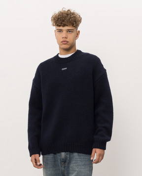 Off-White Blue wool sweater with Arrow embroidery 44MHE212F26K001