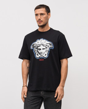 Versace Black T-shirt with logo print 10133021A16753