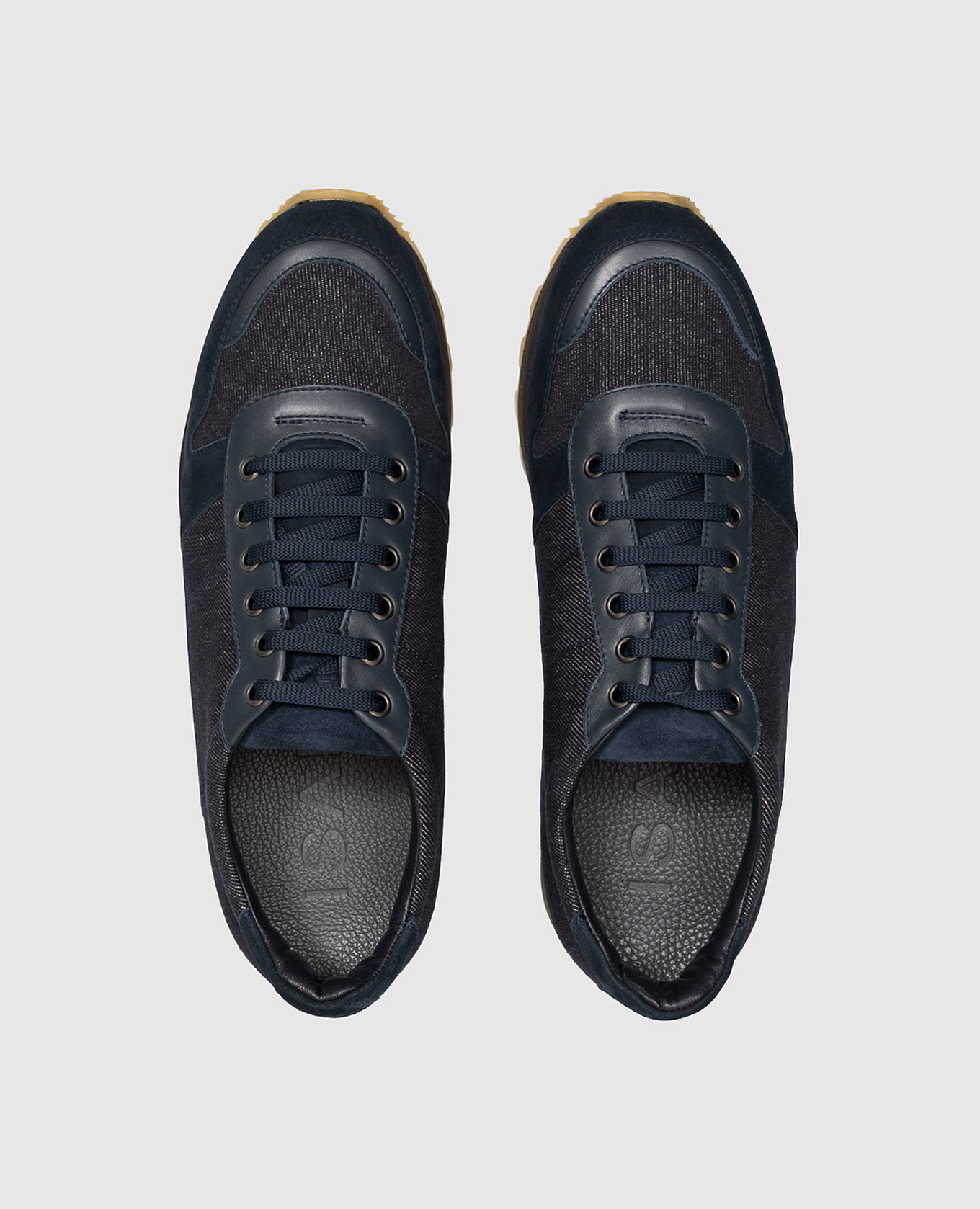 Blue combination sneakers with embroidered emblem ISAIA 4