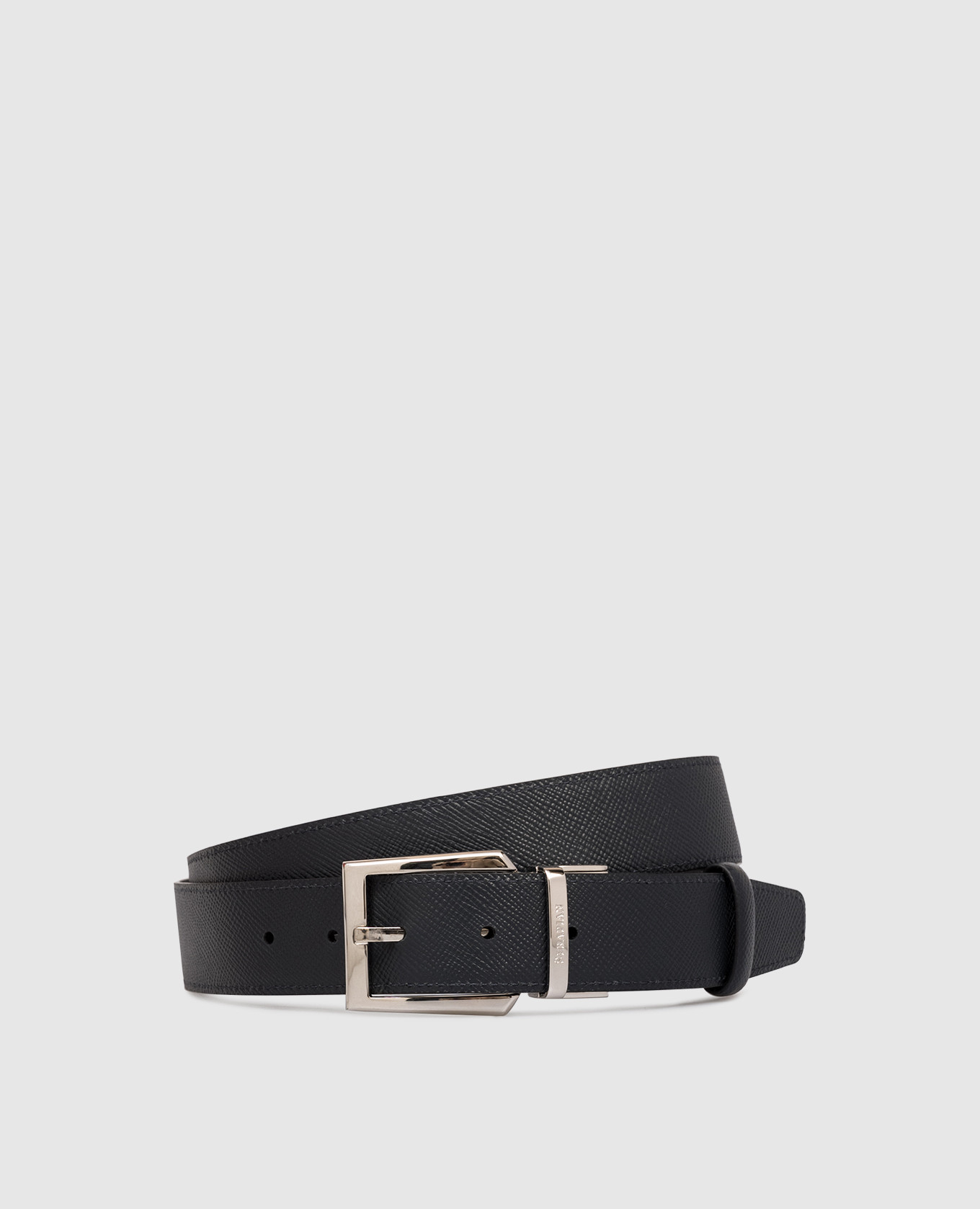 

Black leather reversible belt with logo Serapian